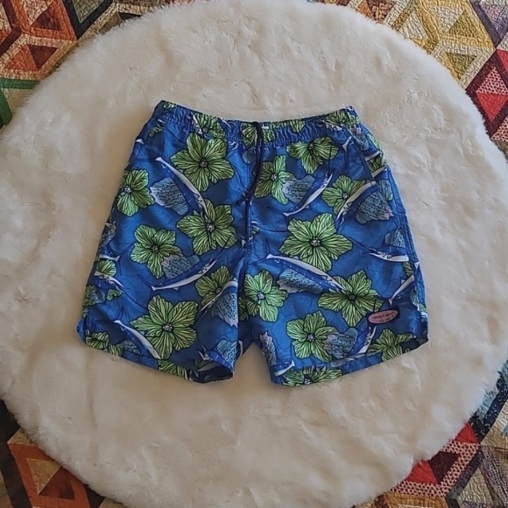 Vinyard Vines Marlin Hibiscus Summer Swim Drawstring Casual Trunks